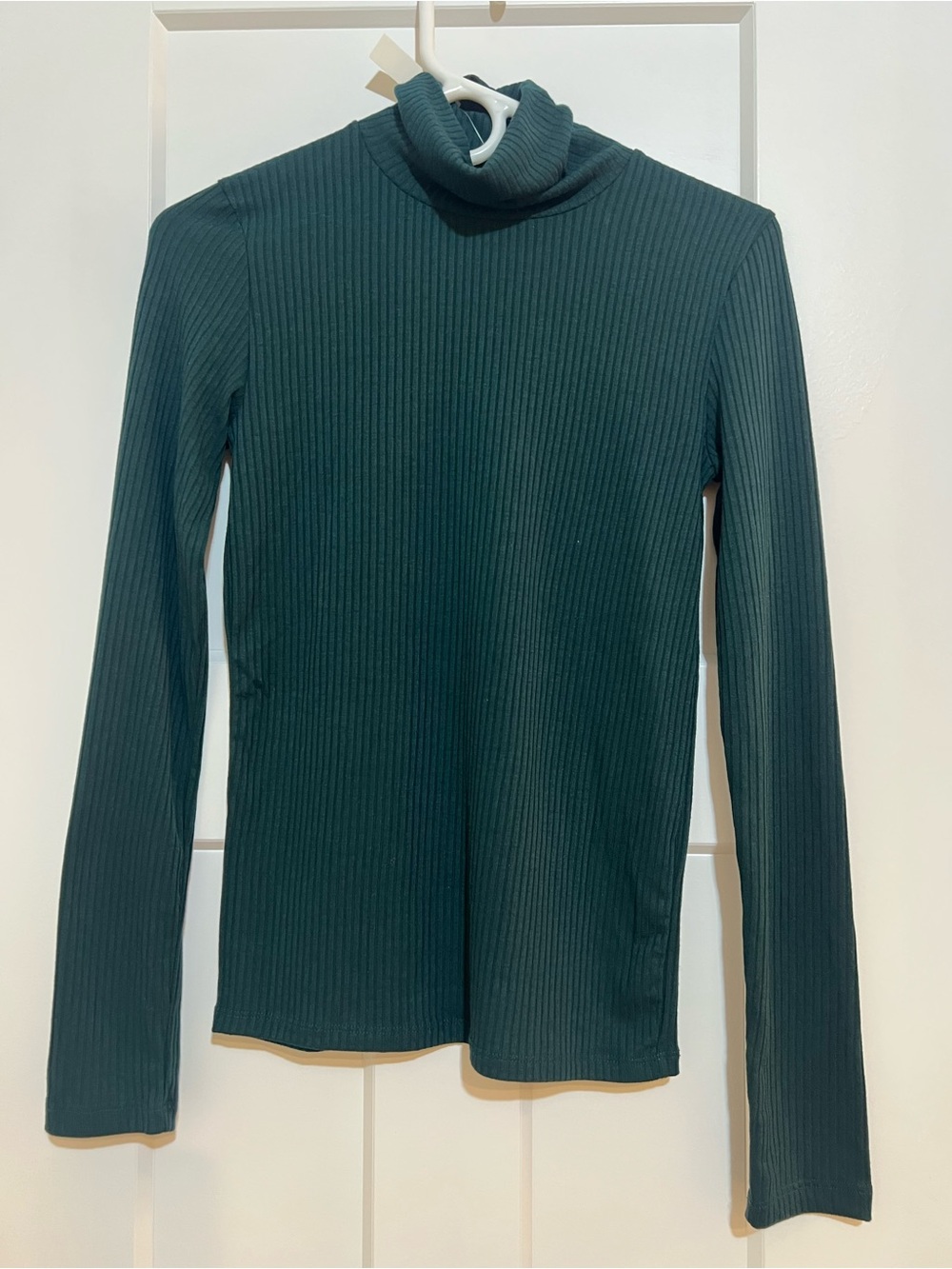 Madewell Forest Green Ribbed Turtleneck Long-Sleeve Top